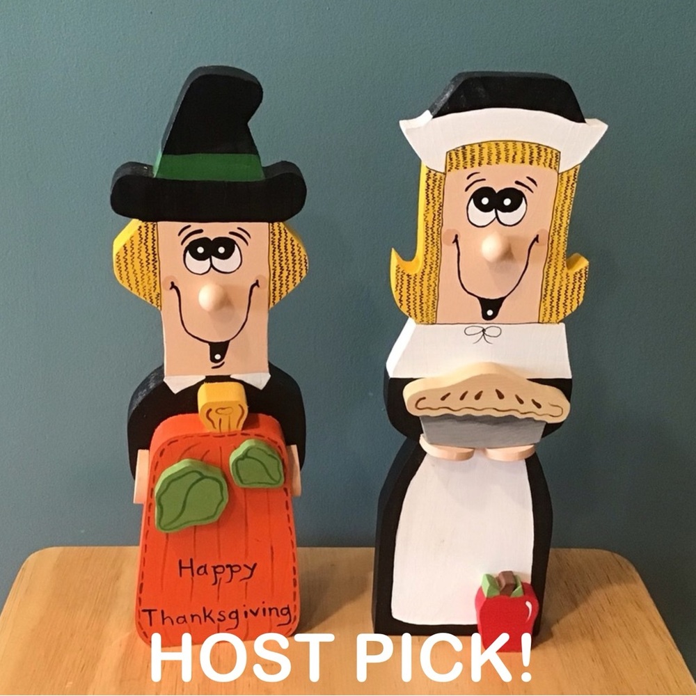 THANKSGIVING PILGRIMS HANDCARVED & HANDPAINTED